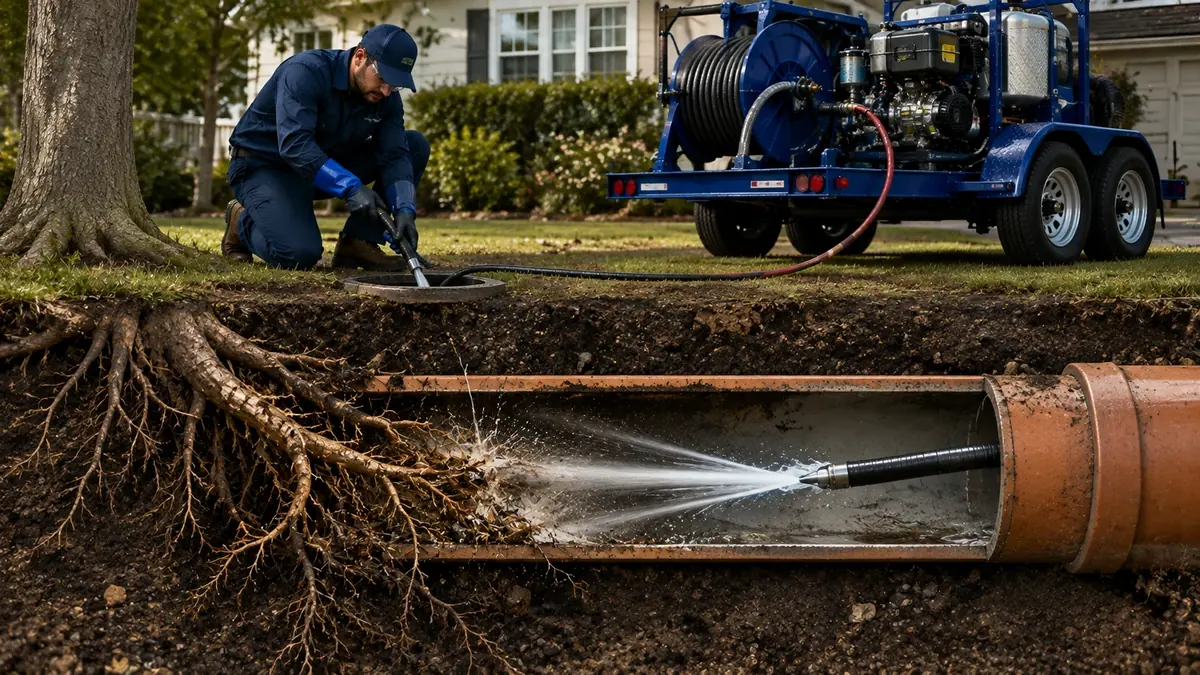 Tree Root Removal with Hydro Jetting in Forest Knolls